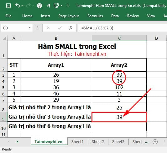 Hàm SMALL trong Excel 5