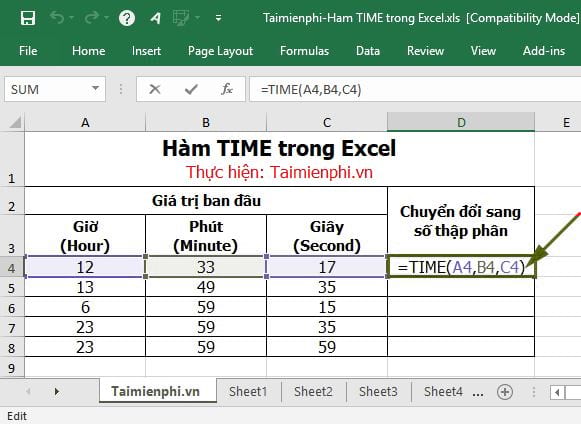 ham time trong excel 3
