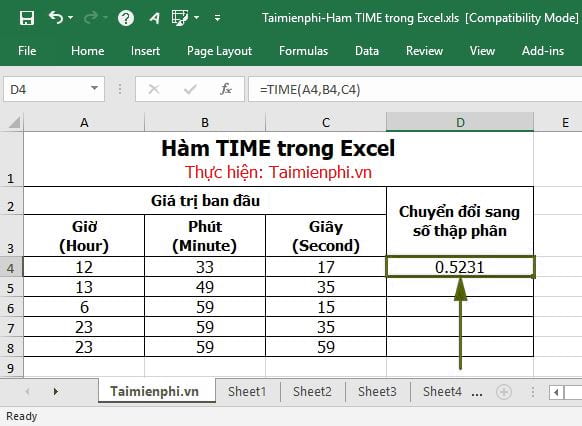 ham time trong excel 4