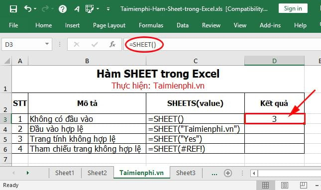 cach su dung ham sheet trong excel