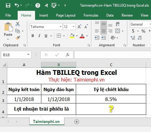 ham tbilleq trong excel 3