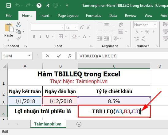 ham tbilleq trong excel 4