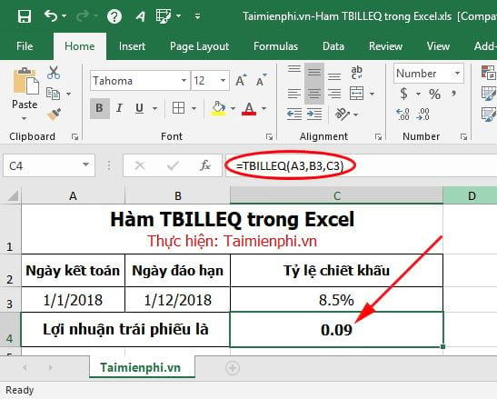 ham tbilleq trong excel 5