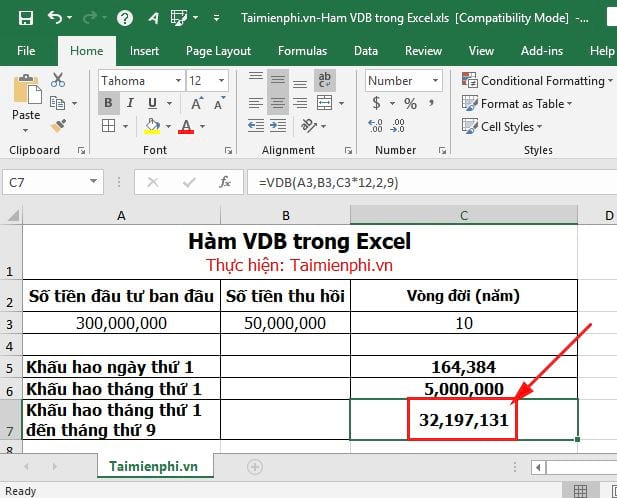 cach dung ham vdb trong excel