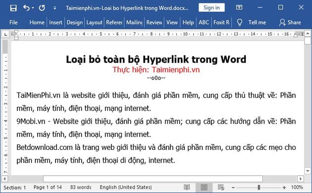 huong dan loai bo toan bo hyperlink trong word nhanh nhat 6