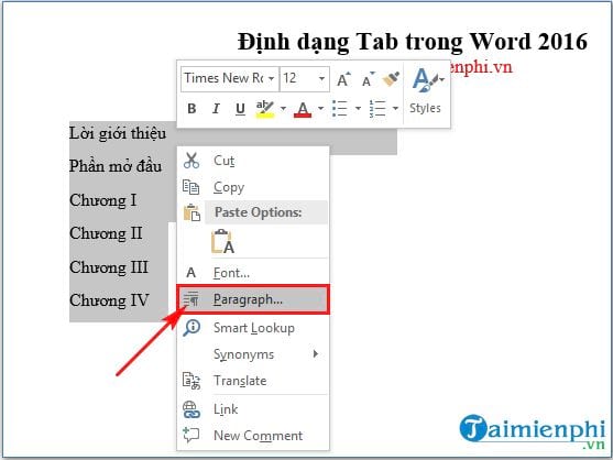 cach dinh dang tab trong word 2016 3
