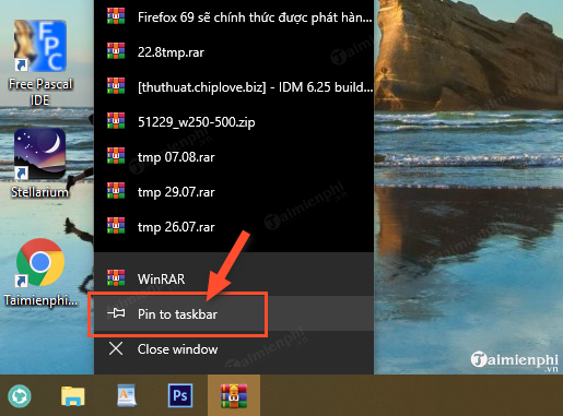 Cách đưa WinRAR vào Startmenu, Taskbar Windows 10