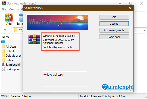 Cách xem phiên bản WinRAR đang sử dụng