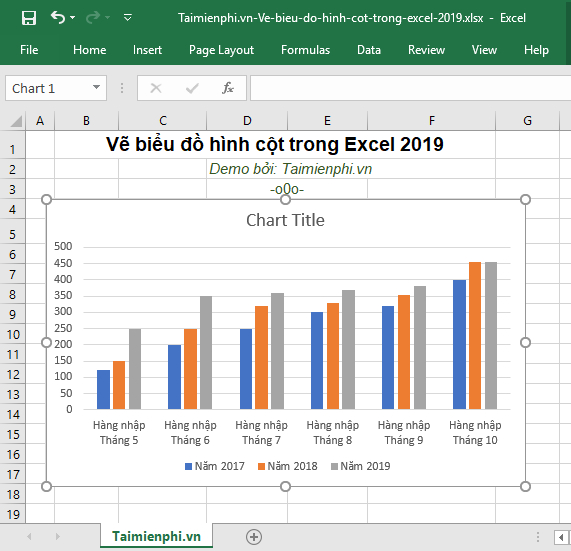 Cách vẽ biểu đồ hình cột trong Excel 2019, 2016, 2013, 2010, 2007, 2003 3