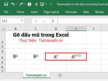 Cách gõ dấu mũ trong Excel