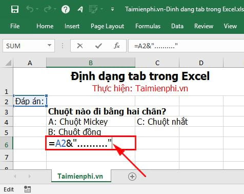 Cách định dạng tab trong Excel