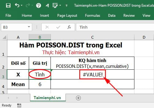Hàm POISSON.DIST trong Excel