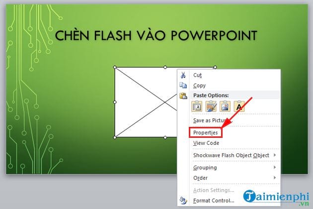 cach chen flash vao powerpoint 7