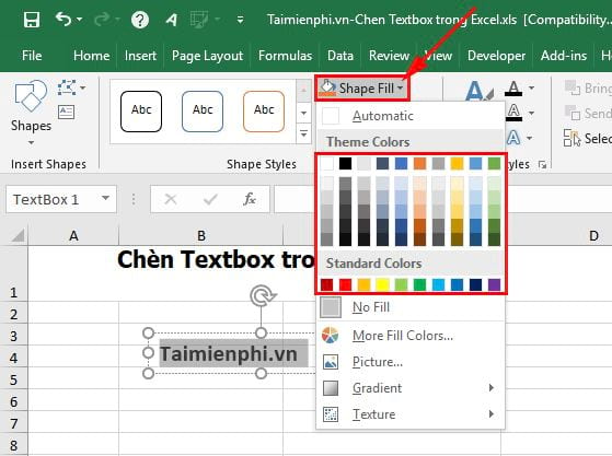 huong dan cach chen textbox trong excel 3