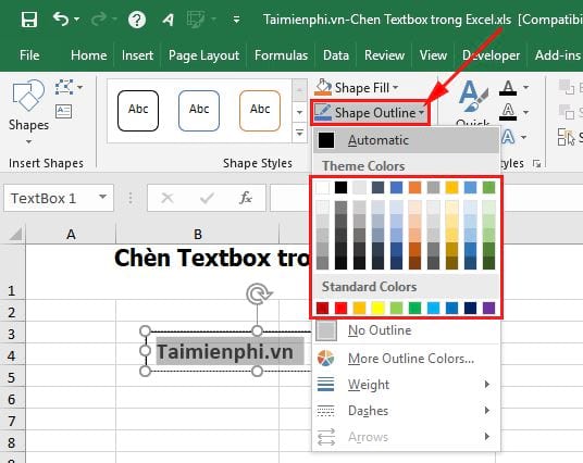 Hướng dẫn cách chèn Textbox trong Excel
