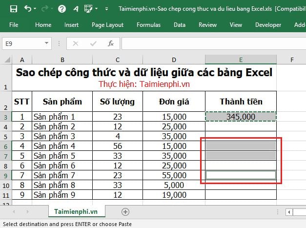 huong dan sao chep cong thuc va du lieu giua cac bang excel 3