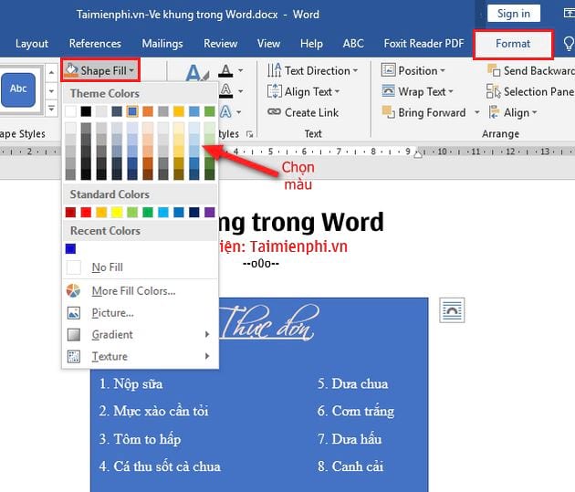 Cách vẽ khung trong Word