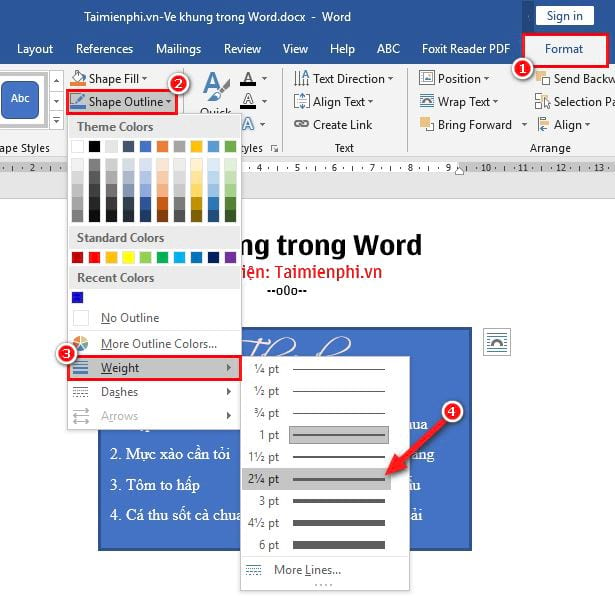 Cách vẽ khung trong Word