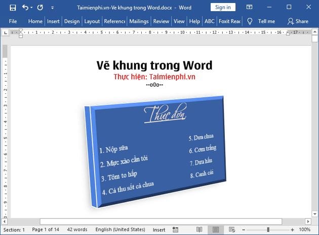 Cách vẽ khung trong Word