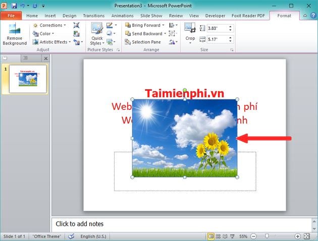 Cách chèn hình ảnh nằm dưới chữ trên PowerPoint 2010, 2016, 2013, 2007