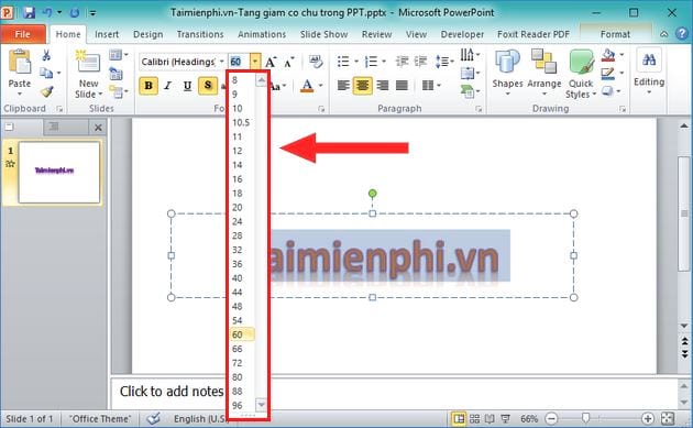 Hướng dẫn tăng giảm cỡ chữ trên Powerpoint