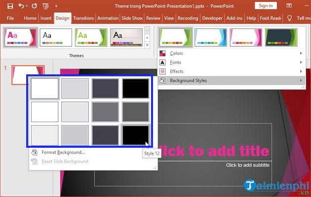 Cách thay đổi theme trong PowerPoint 2016, 2019, 2013, 2010, 2007