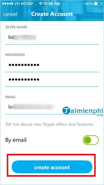 Cách tạo tài khoản Skype trên iPhone