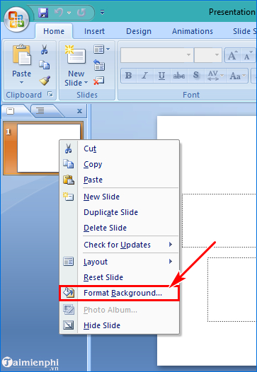 PowerPoint - Chèn Background, hình nền vào Slide