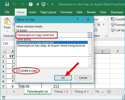 Hướng dẫn copy sheet từ file Excel này sang file Excel khác 2