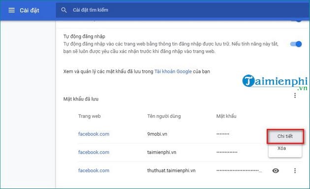 Cách xem mật khẩu đã lưu trên Chrome