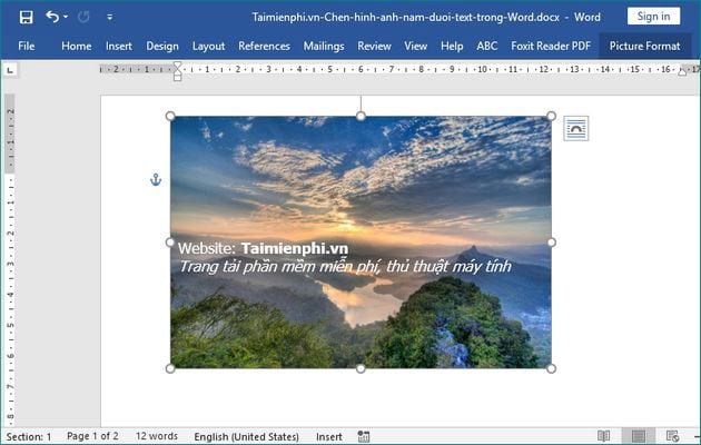 cach chen hinh anh nam duoi chu trong word 7
