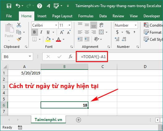 cach tru ngay thang nam trong excel 5