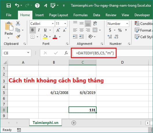 cach tru ngay thang nam trong excel 8