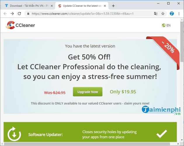 mozilla cant download latest update of ccleaner