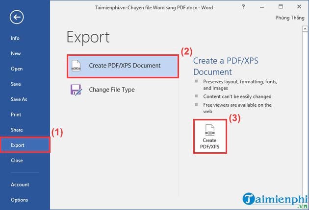 Cách chuyển đổi tệp Word sang PDF trong Office 2016 3