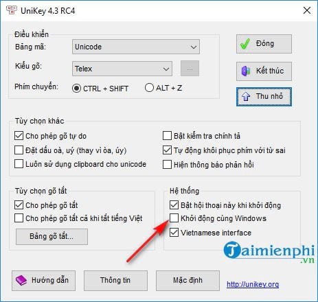 cach tat unikey khoi dong cung may tinh 3
