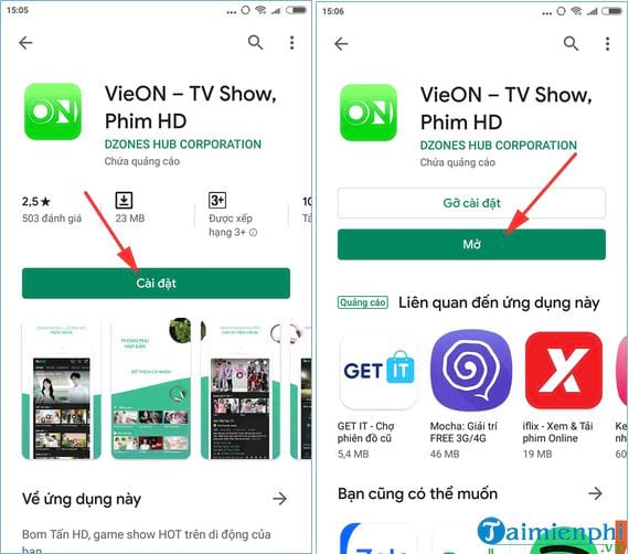 Cách cài và xem phim trên VieON