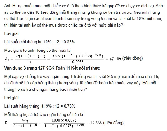 giai toan lop 11 trang 126 127 sach kntt tap 1 mot vai ap dung cua toan hoc trong tai chinh 3
