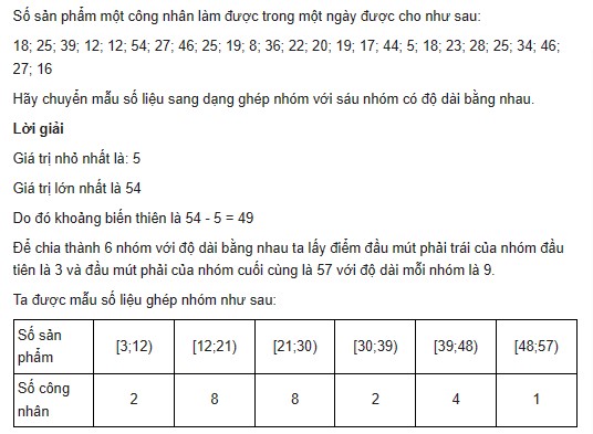 giai toan lop 11 trang 61 sach kntt tap 1 mau so lieu ghep nhom 3