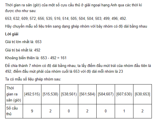 giai toan lop 11 trang 61 sach kntt tap 1 mau so lieu ghep nhom 4