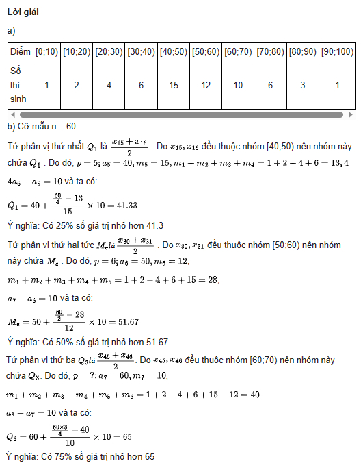 giai toan lop 11 trang 67 sach kntt tap 1 cac so dac trung do cac xu the trung tam 5