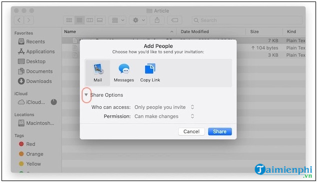 Cách chia sẻ file, thư mục iCloud trên Mac
