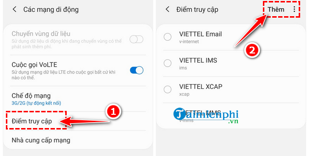 Cách cấu hình APN Viettel, MobiFone, Vinaphone, Vietnamobile 4
