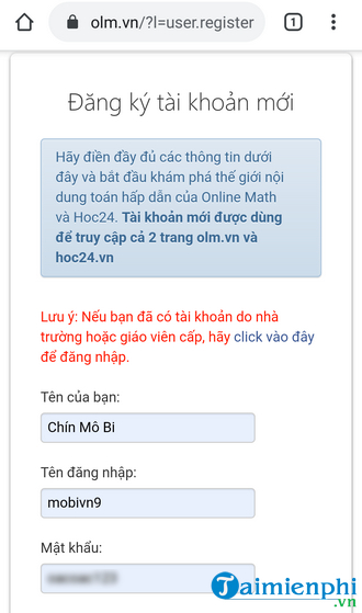 Hướng dẫn đăng ký tài khoản OLM, học trực tuyến trên olm.vn