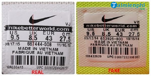 Cách check giày Nike chính hãng và giả, check Nike Real, Fake