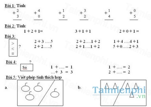 Tổng hợp bài tập Toán, tiếng Việt, tiếng Anh lớp 1