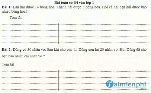 Tổng hợp bài tập Toán, tiếng Việt, tiếng Anh lớp 1