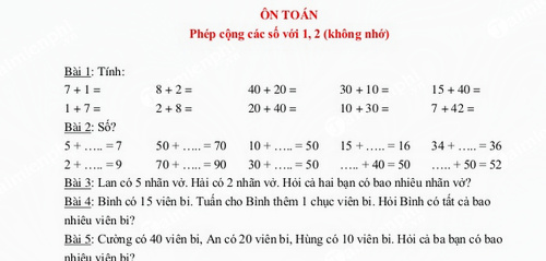 Tổng hợp bài tập Toán, tiếng Việt, tiếng Anh lớp 2