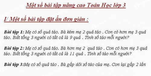 Tổng hợp bài tập Toán, Tiếng Việt, Tiếng Anh lớp 3