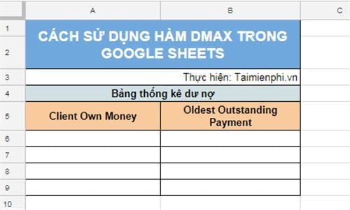 Cách sử dụng hàm DMAX trong Google Sheets
